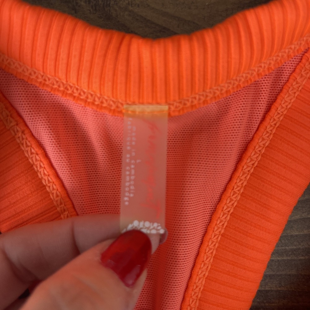 Free People Neon Orange Ribbed Cropped Tank - Picture 4 of 10